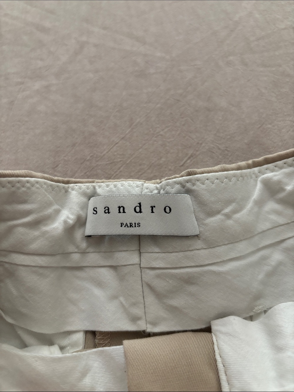 Sandro Wide-Leg High-Waist Cream Pleated Trousers - Picture 2 of 6